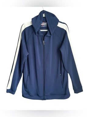 Marine Layer Women’s Sport Zip Hoodie L Blue White Stripe Full Zip Tencel Jacket